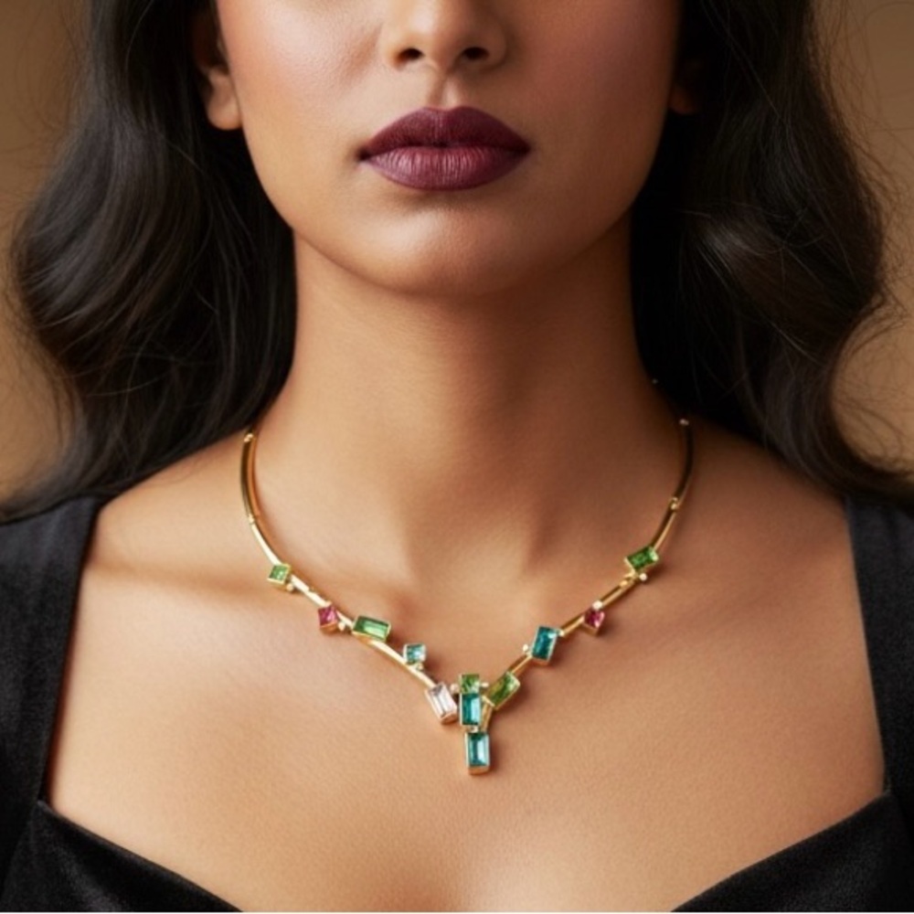 Multicolour Crystal Set: Necklace, Bracelet